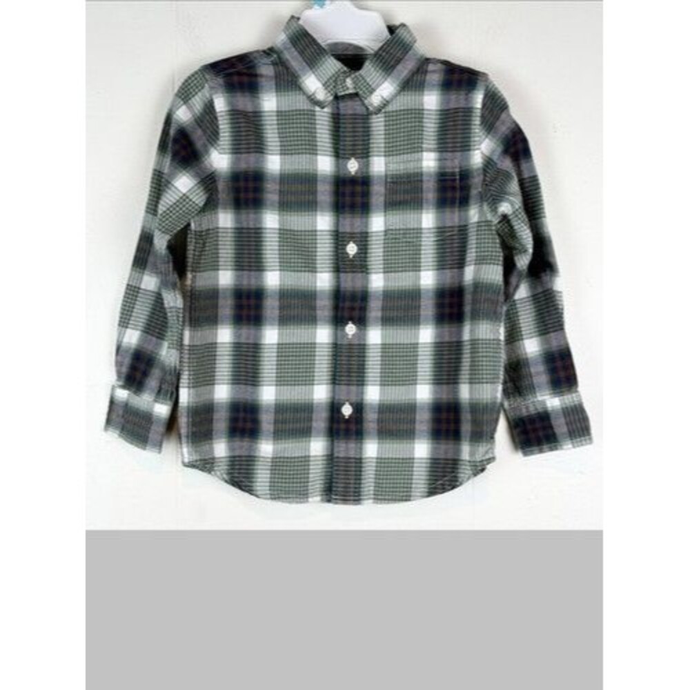 Janie and Jack Boys Plaid Long Sleeve Button-Up Shirt Size 3, 3T Christmas Green